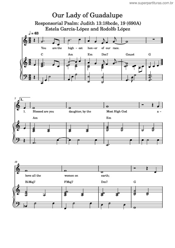 Partitura da música Our Lady Of Guadalupe Psalm –You Are The Highest Honor Of Our Race – Estela García–López And Rodolfo López
