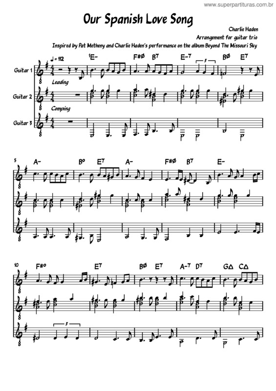 Partitura da música Our Spanish Love Song – Charlie Haden Our Spanish Love Song – Charlie Haden