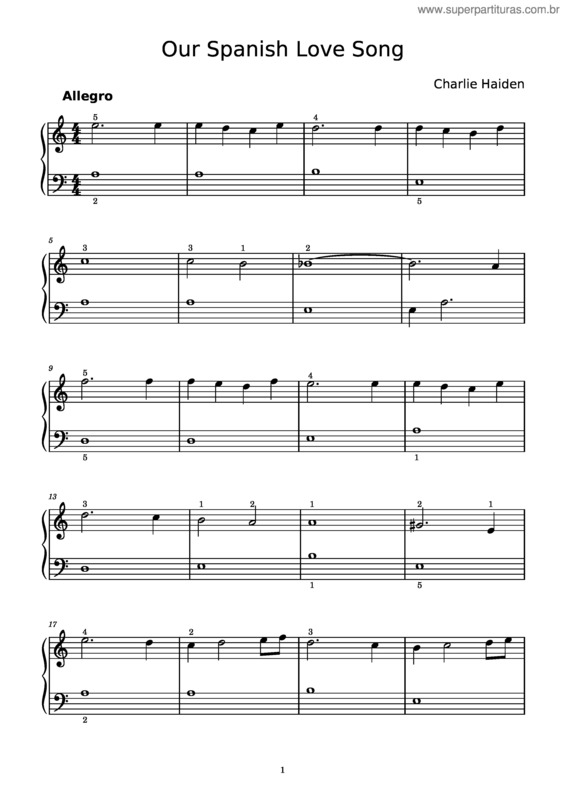 Partitura da música Our Spanish Love Song – Charlie Haden Our Spanish Love Song