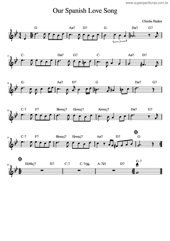 Partitura da música Our Spanish Love Song