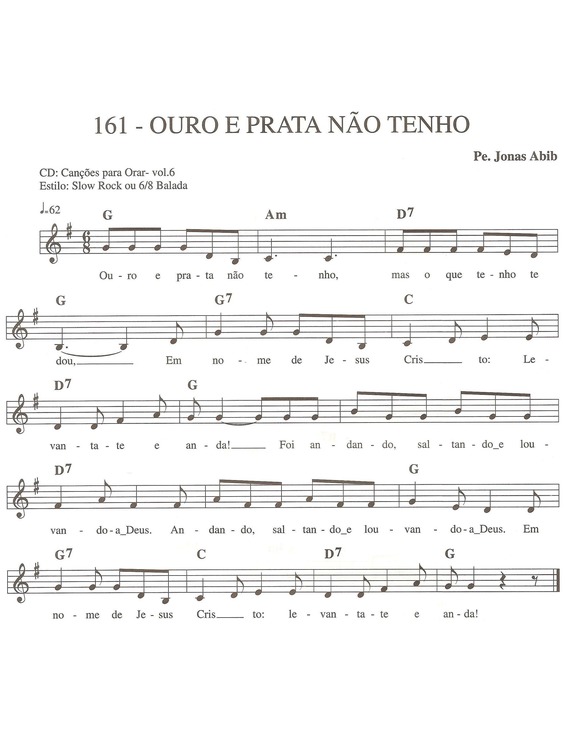 Partitura da música Ouro e Prata Não Tenho