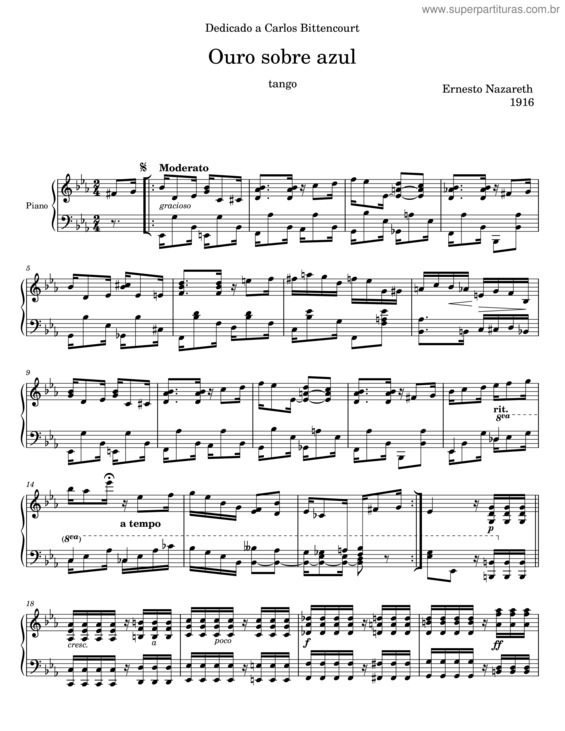 Partitura da música Ouro Sobre Azul – Ernesto Nazareth
