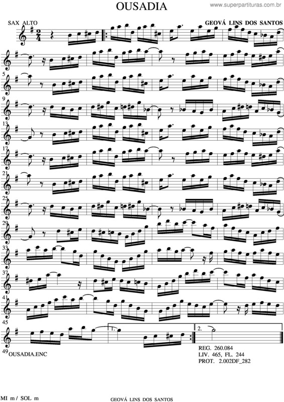 Partitura da música Ousadia v.2