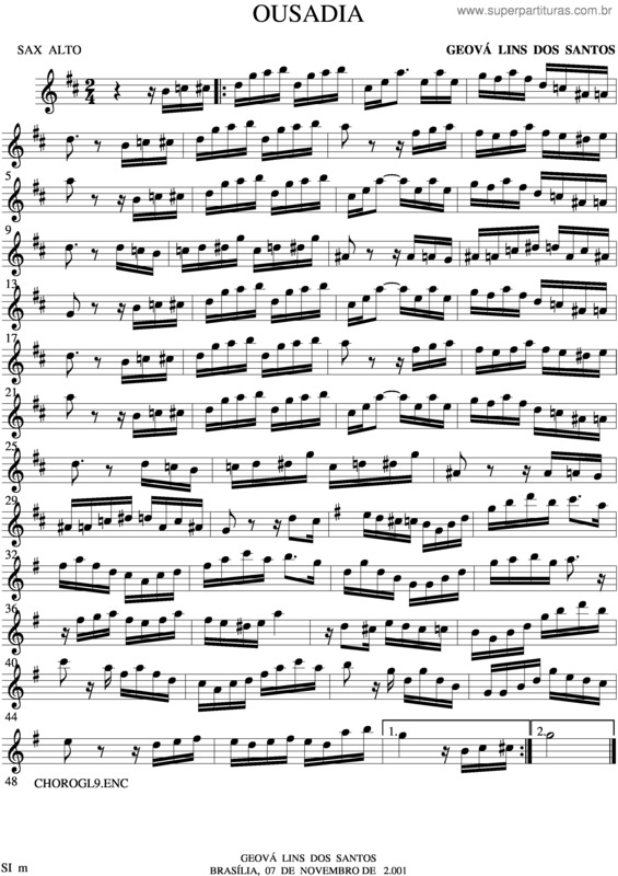 Partitura da música Ousadia v.4