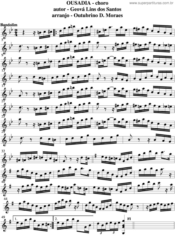 Partitura da música Ousadia v.5