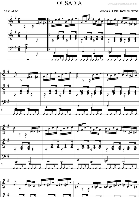 Partitura da música Ousadia