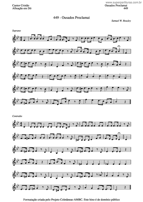 Partitura da música Ousados Proclamai v.2