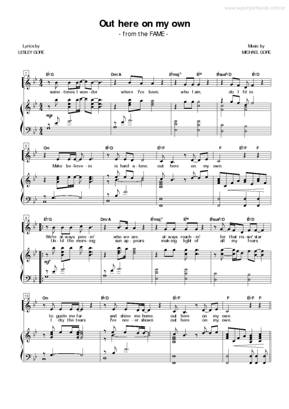 Partitura da música Out Here on My Own
