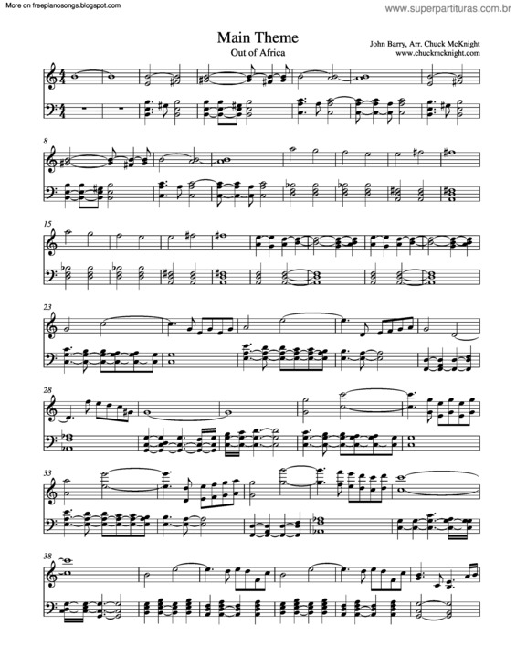 Partitura da música Out Of Africa (Main Theme)