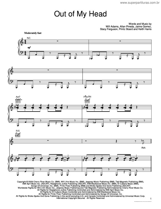 Partitura da música Out Of My Head