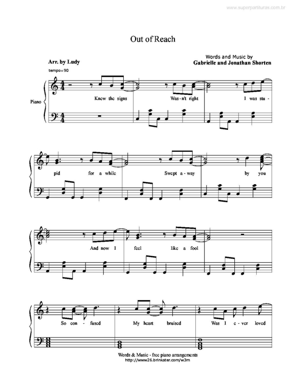 Partitura da música Out Of Reach