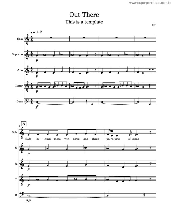 Partitura da música Out There – Alan Menken