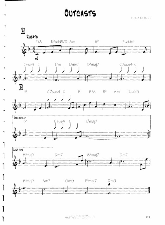 Partitura da música Outcasts