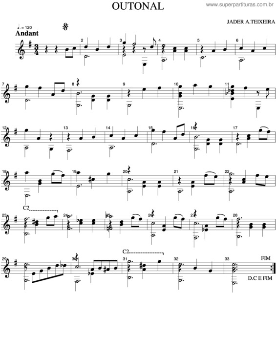 Partitura da música Outonal