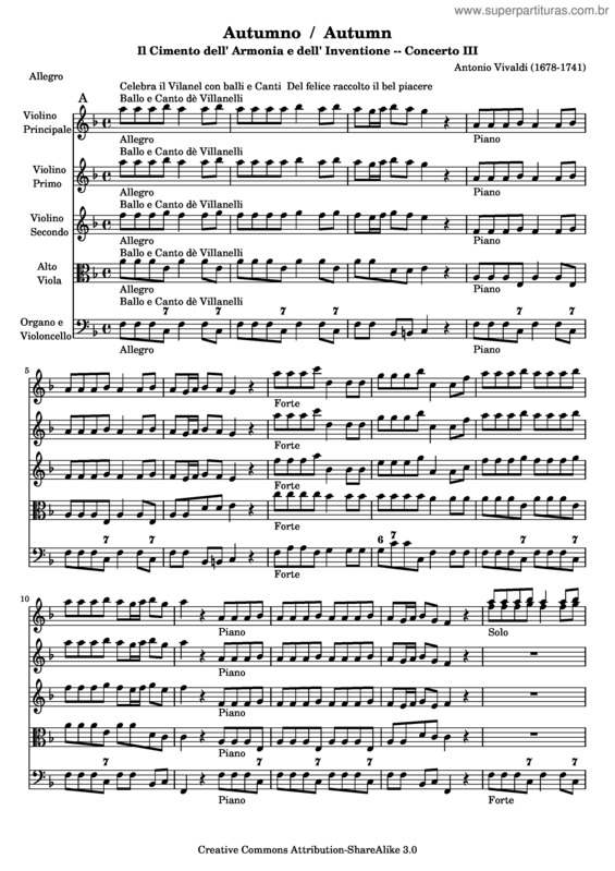 Partitura da música Outono v.5