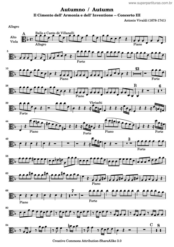 Partitura da música Outono v.8