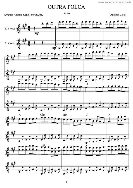 Partitura da música Outra Polca