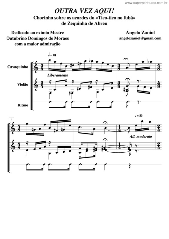 Partitura da música Outra Vez Aqui!