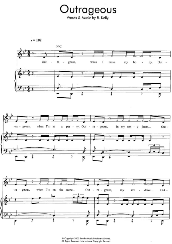 Partitura da música Outrageous v.2