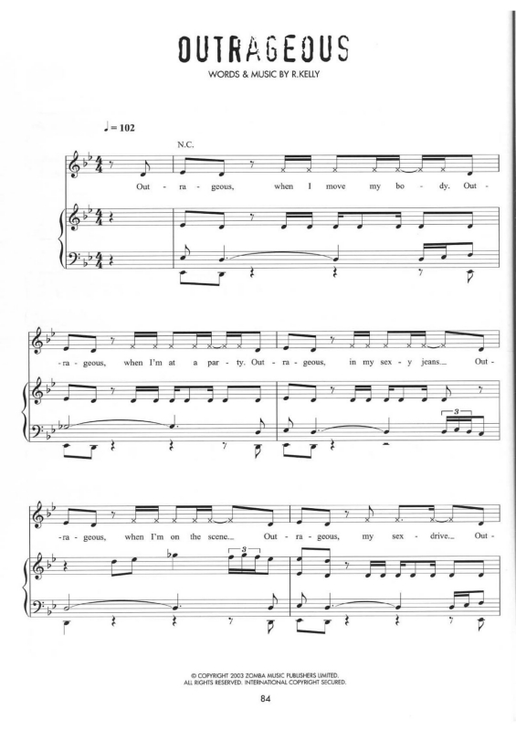 Partitura da música Outrageous