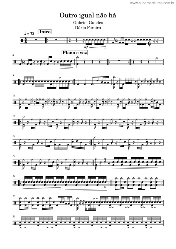 Partitura da música Outro Igual Não Há – Gabriel Guedes