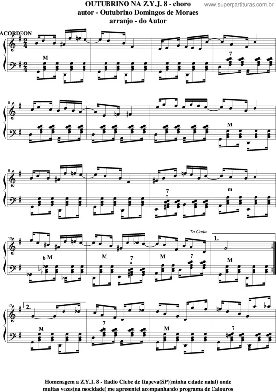 Partitura da música Outubrino Na Z.Y.J.8 v.2