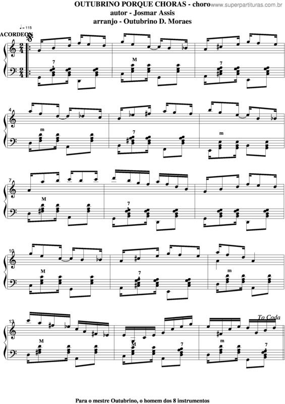 Partitura da música Outubrino Porque Choras v.5