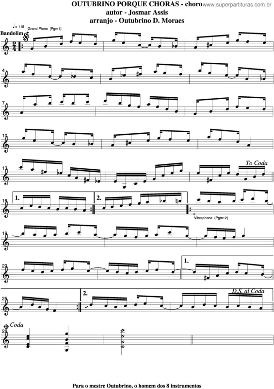 Partitura da música Outubrino Porque Choras v.6