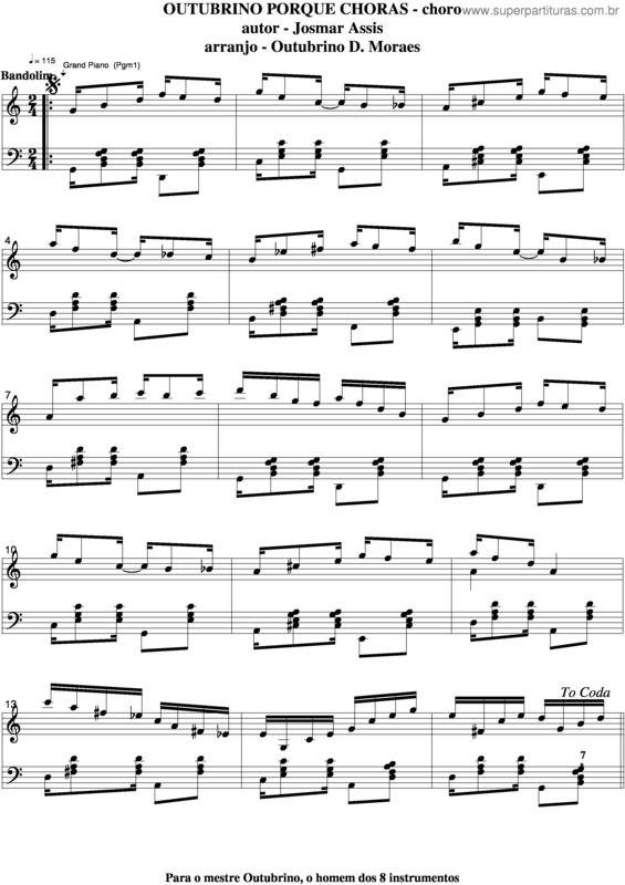 Partitura da música Outubrino Porque Choras v.7