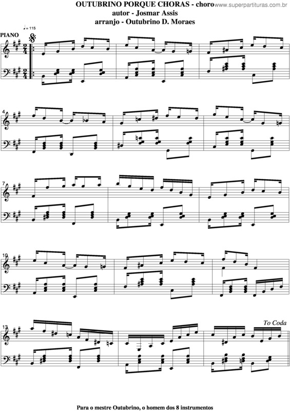 Partitura da música Outubrino Porque Choras v.8