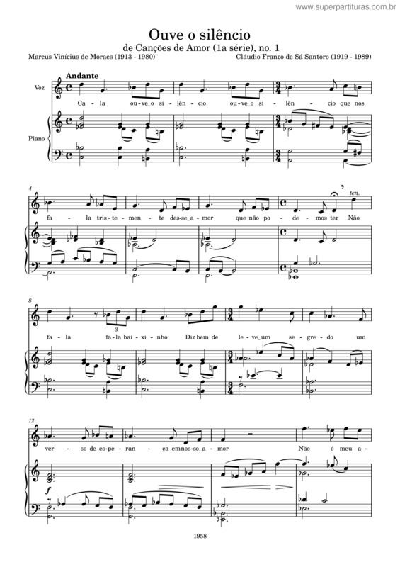 Partitura da música Ouve O Silêncio
