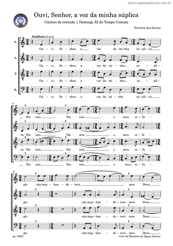 Partitura da música Ouvi, Senhor, A Voz Da Minha Súplica – Ferreira Dos Santos v.2