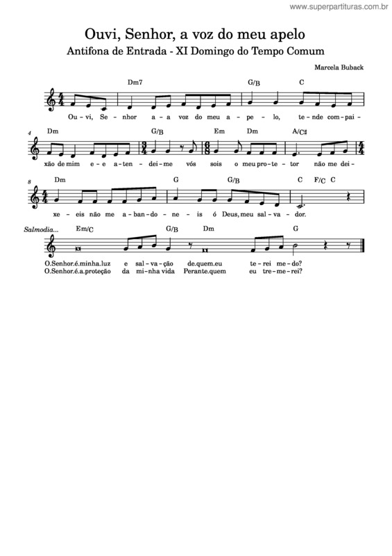 Partitura da música Ouvi, Senhor, A Voz Do Meu Apelo