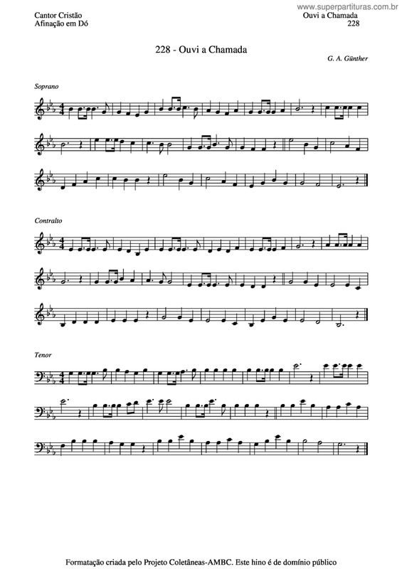 Partitura da música Ouvi A Chamada v.2