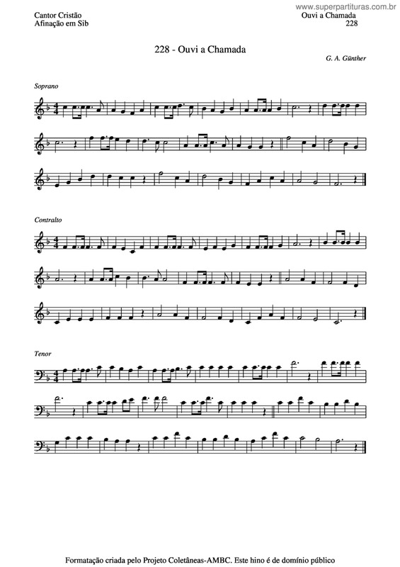 Partitura da música Ouvi A Chamada v.3