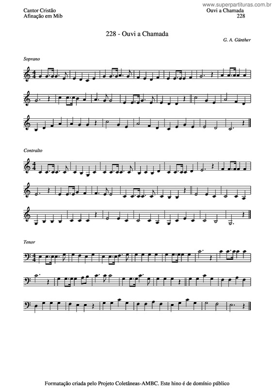 Partitura da música Ouvi A Chamada v.4