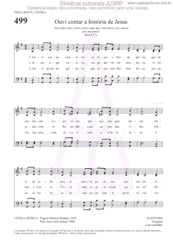 Partitura da música Ouvi Contar A História De Jesus - 499 HCC v.2