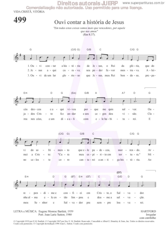 Partitura da música Ouvi Contar A História De Jesus - 499 HCC