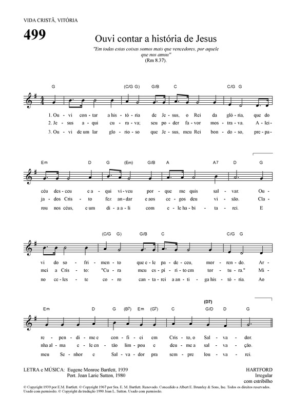Partitura da música Ouvi Contar A História De Jesus