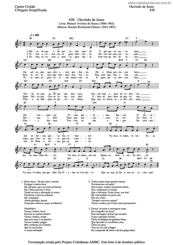 Partitura da música Ouvindo De Jesus