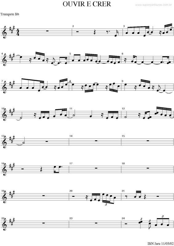 Partitura da música Ouvir e Crer v.2