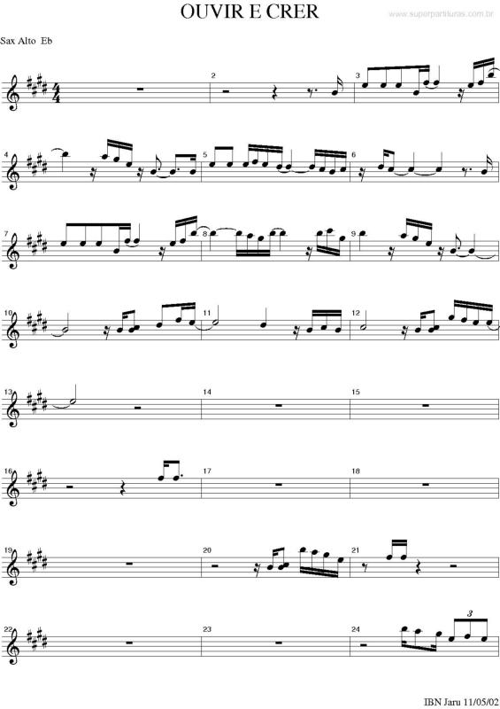 Partitura da música Ouvir e Crer v.3