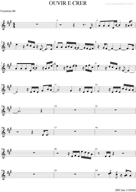 Partitura da música Ouvir e Crer