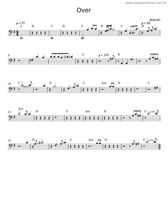 Partitura da música Over – Atarah