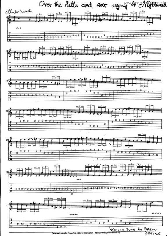 Partitura da música Over The Hills And Far Away