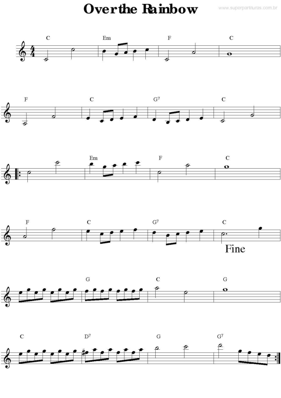 Partitura da música Over The Rainbow (O Mago De Oz) v.2