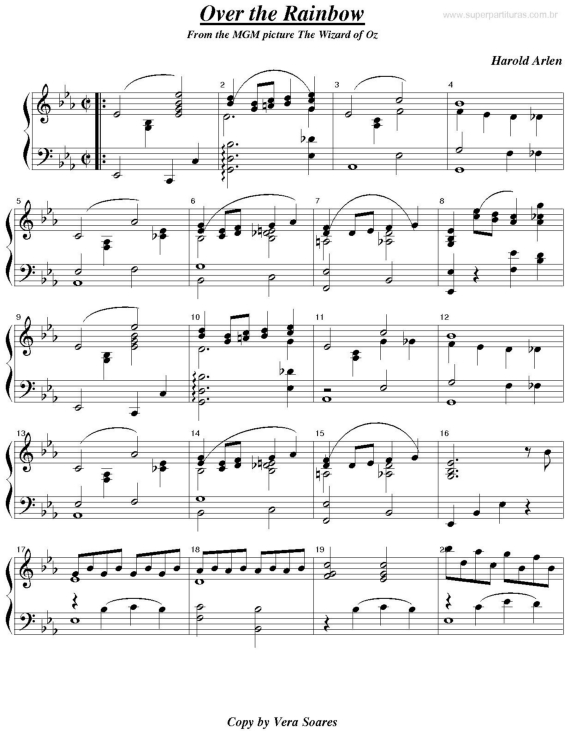 Partitura da música Over The Rainbow (O Mago de Oz) v.4