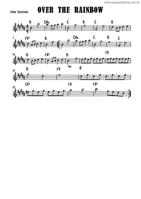 Partitura da música Over The Rainbow v.10