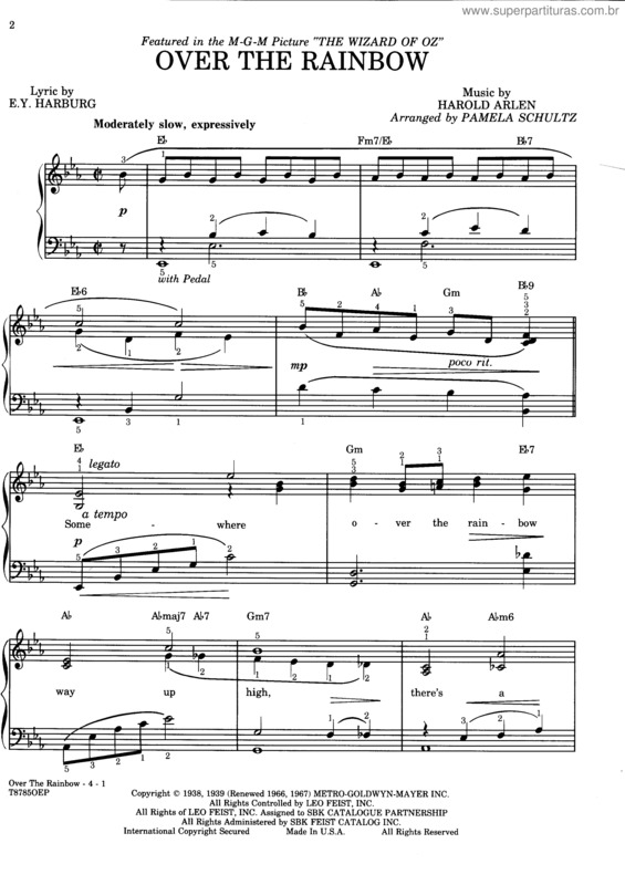 Partitura da música Over The Rainbow v.4