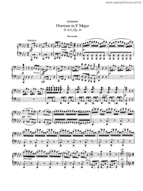 Partitura da música Overture in F for Piano Duet